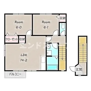 ロイヤルパークC【2階】の間取り