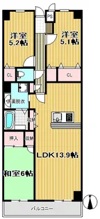 オークス南仙台【5階】の間取り