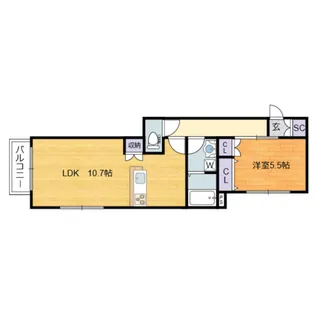 La Maison de soie【102号室】の間取り