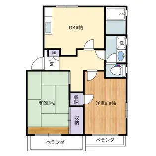 メゾンシェーヌ【201号室】の間取り