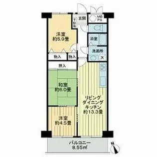 ライオンズマンション八事ガーデン壱番館【9階】の間取り
