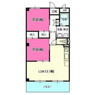 2LDKの間取り画像