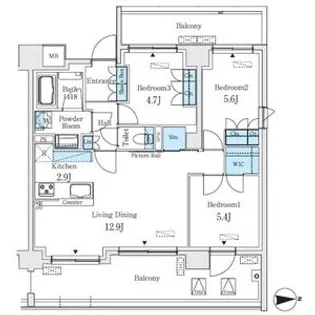 ベルヴュコート名古屋則武【401号室】の間取り