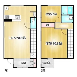 愛知県名古屋市千種区萱場2丁目【テラスハウス】の間取り