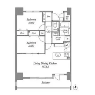 2LDKの間取り画像