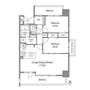 2LDKの間取り画像