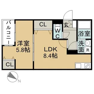 1LDKの間取り画像