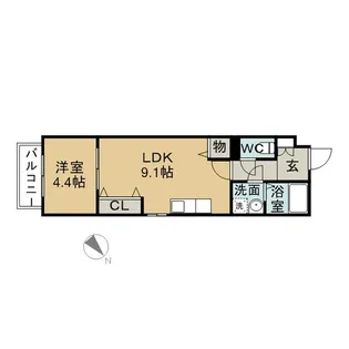 1LDKの間取り画像