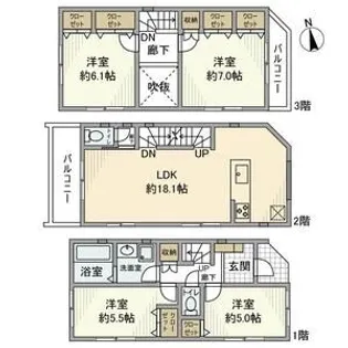 愛知県名古屋市中村区若宮町1丁目【一戸建】の間取り