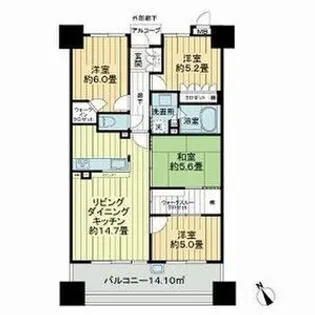 サーパスシティ鳴海【6階】の間取り