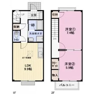 愛知県春日井市神領町3丁目【テラスハウス】の間取り