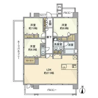 プレサンスロジェ白壁テラス【6階】の間取り