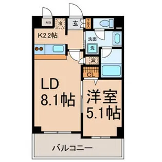 1LDKの間取り画像