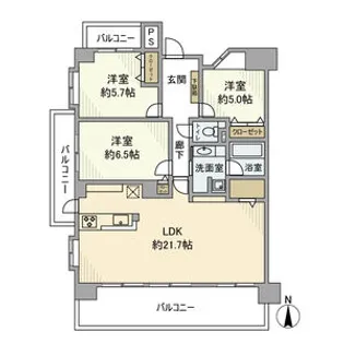 ソレーユベルテ東徳川【5階】の間取り
