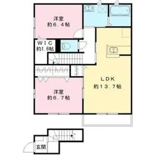 2LDKの間取り画像