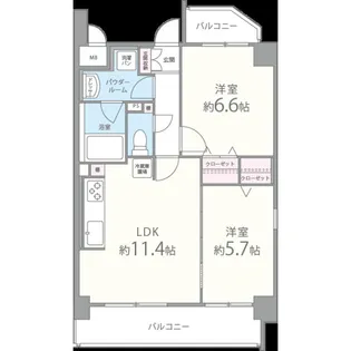 2LDKの間取り画像