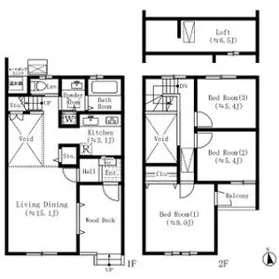 愛知県名古屋市千種区大島町1丁目【テラスハウス】の間取り