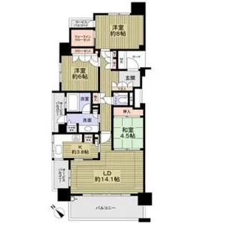 グランドメゾン星が丘山手A棟【13階】の間取り