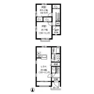 愛知県名古屋市瑞穂区片坂町3丁目【テラスハウス】の間取り