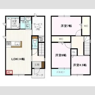 愛知県北名古屋市弥勒寺東2丁目【一戸建】の間取り