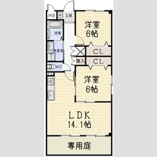 クレール【00103号室】の間取り