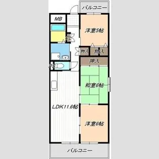 ポートシティ高木【5階】の間取り