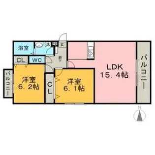 リバーサイド千年【2階】の間取り