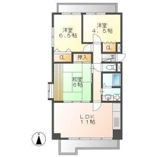 サンメゾン八熊【1001号室】の間取り