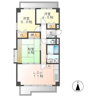 サンメゾン八熊【9階】の間取り