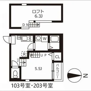 ハーモニーテラス呼続【203号室】の間取り