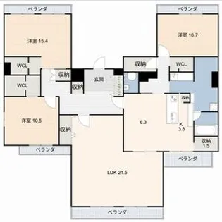 アビタシオン泉【1101号室】の間取り