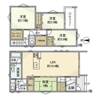 愛知県名古屋市天白区植田東3丁目【一戸建】の間取り