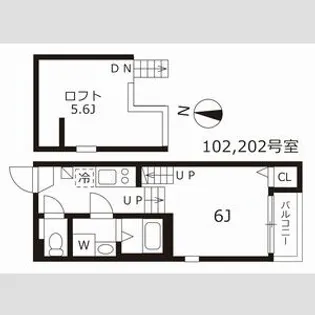 ハーモニーブリッジ桜山【102号室】の間取り