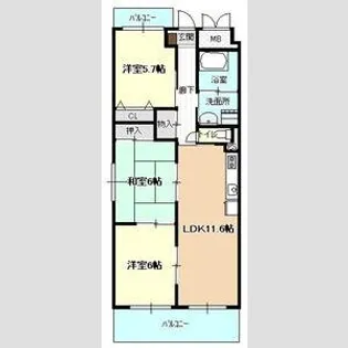 エバーグリーン21【00201号室】の間取り