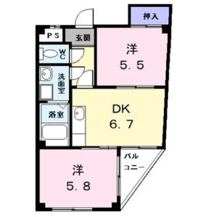 アベニュー中村【4階】の間取り