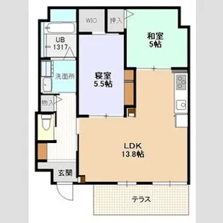 ラキャッスル小田井【1階】の間取り