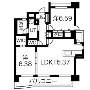 パラシオン西新【8階】の間取り