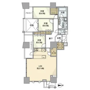 プラウドタワー名駅【2302号室】の間取り