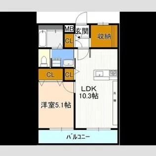 レジデンス八竜【00102号室】の間取り