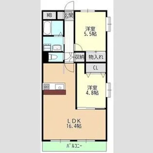 猪高ハイツ【3階】の間取り