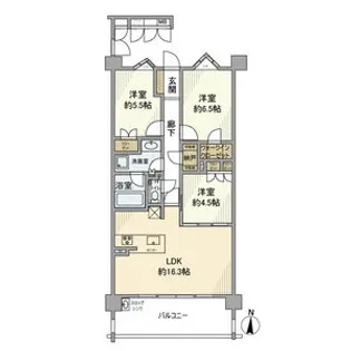プレティナレジデンス植田【3階】の間取り