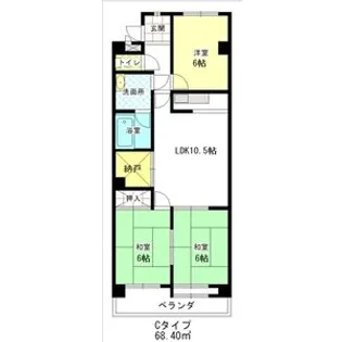 ジュネス浅野【501号室】の間取り