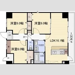 ノーブル徳川【8階】の間取り