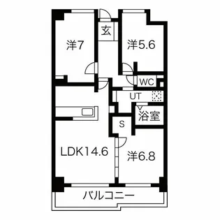 茶屋ヶ坂プログレス【405号室】の間取り