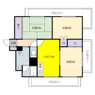 レジデンス内田橋【6階】の間取り