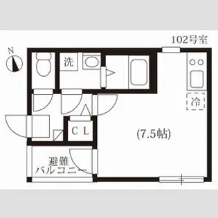 ハーモニーテラス大久手町【102号室】の間取り