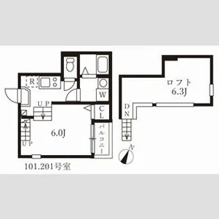 ハーモニーテラス木之免町Ⅱ【201号室】の間取り