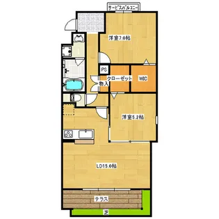 マルーン白壁【101小型犬同居号室】の間取り