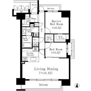 アンアージュ白壁【202号室】の間取り