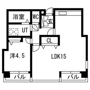 グランディ城見Ⅰ【1B号室】の間取り